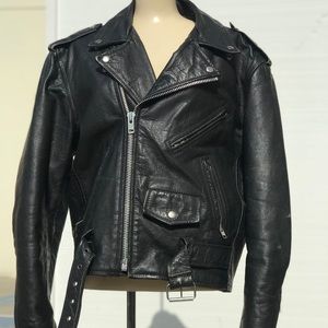 Men’s vintage leather biker jacket.